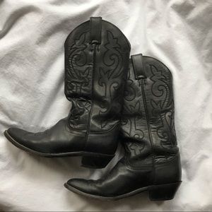 Black Leather Cowboy Boots